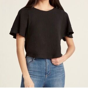 Madewell Madewell Texture & Thread gauze Flutter Sleeve Top xsmall black